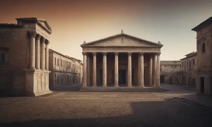 Arquitectura romana clásica con arte en papel pintado