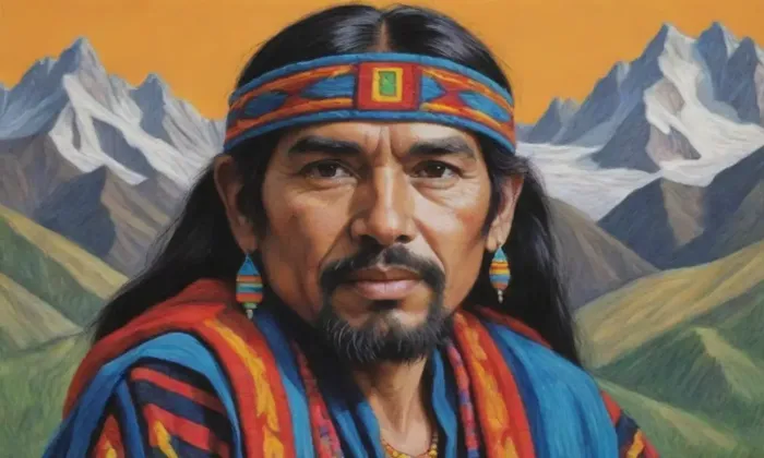 Picos montañosos, arte intrigante y retrato del líder inca