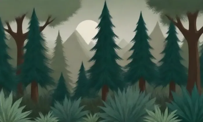 Selva oscura, picos con niebla y plantas raras
