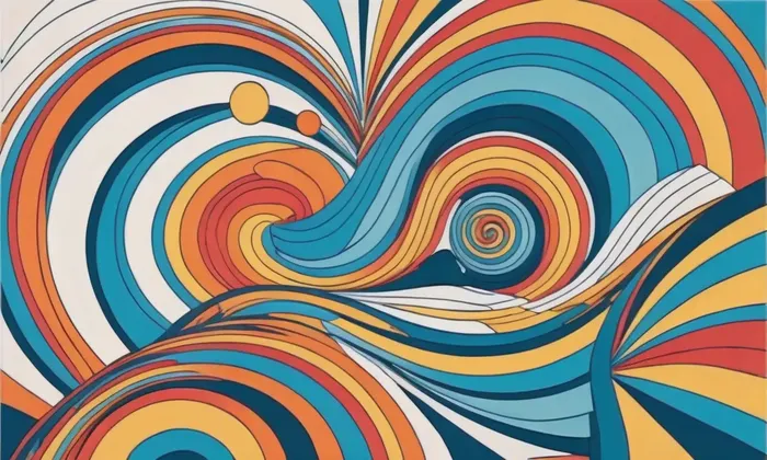 Las formas abstractas, espirales y líneas dinámicas representan la evolución de la Tierra
